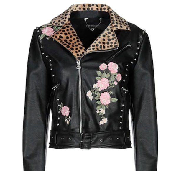 Biker Jacket, Embroidered, Woman size S/42 NEW - Picture 1 of 13